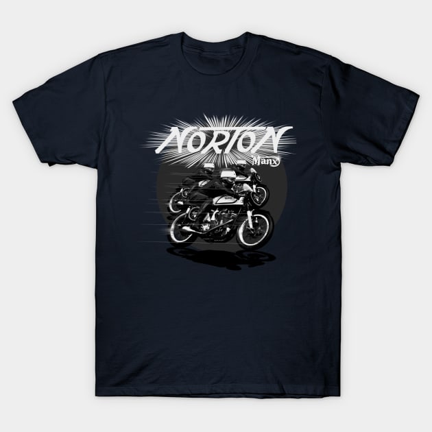 Norton_Manx_TT_Motorcycle_Racers_ T-Shirt by MotorManiac